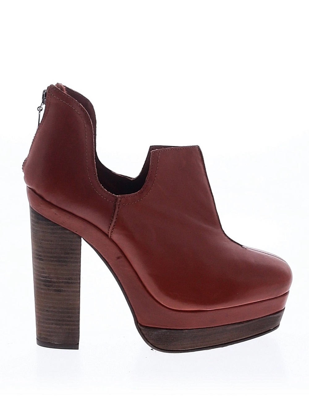 Kooba Burgundy Leather Platform Pump with Stacked Heel